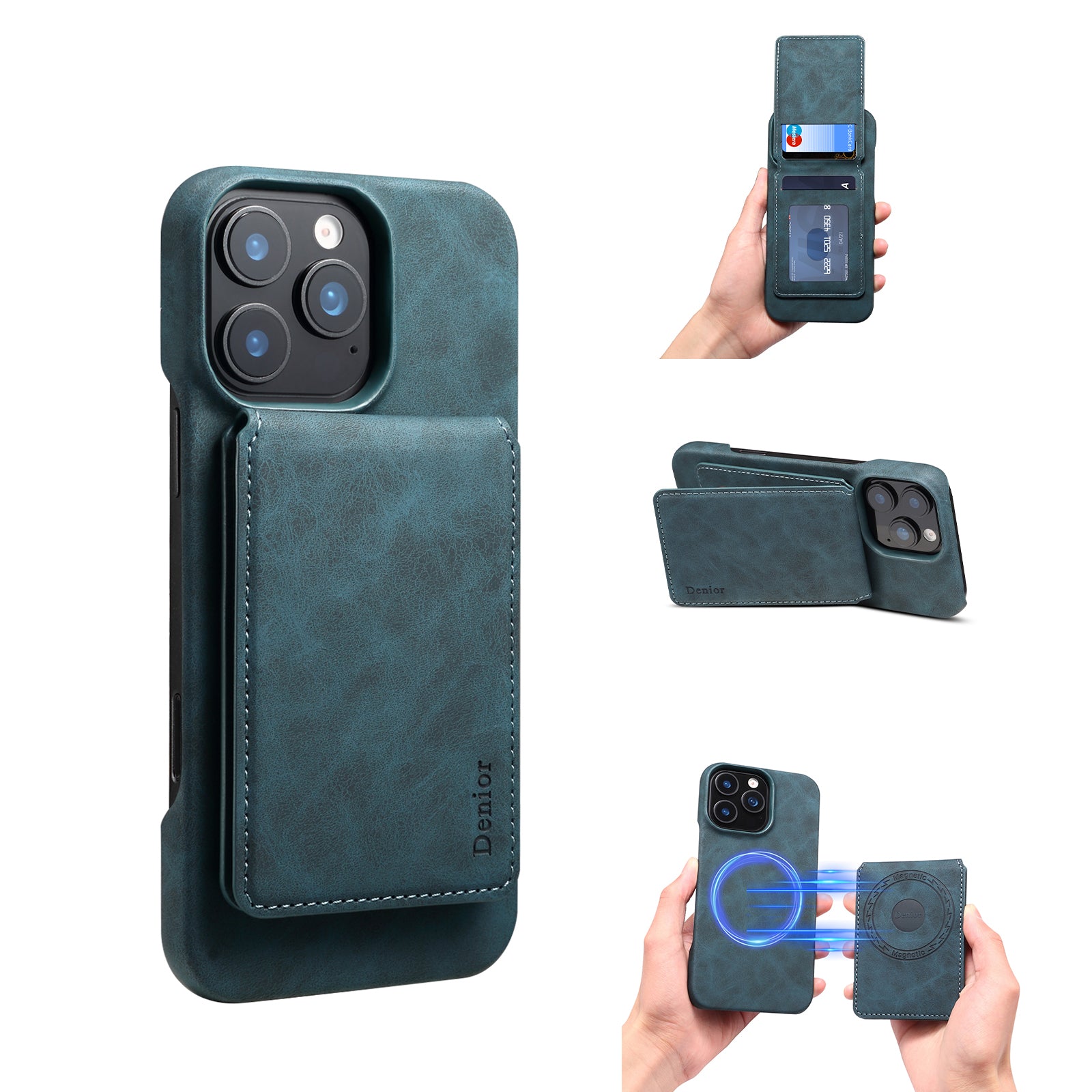 iPhone Series 2IN1 Magnetic Case & RFID Card Bag（Blue）