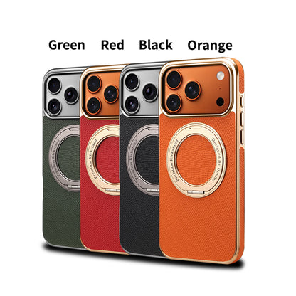 Genuine Leather Gear Electroplated Phone Case