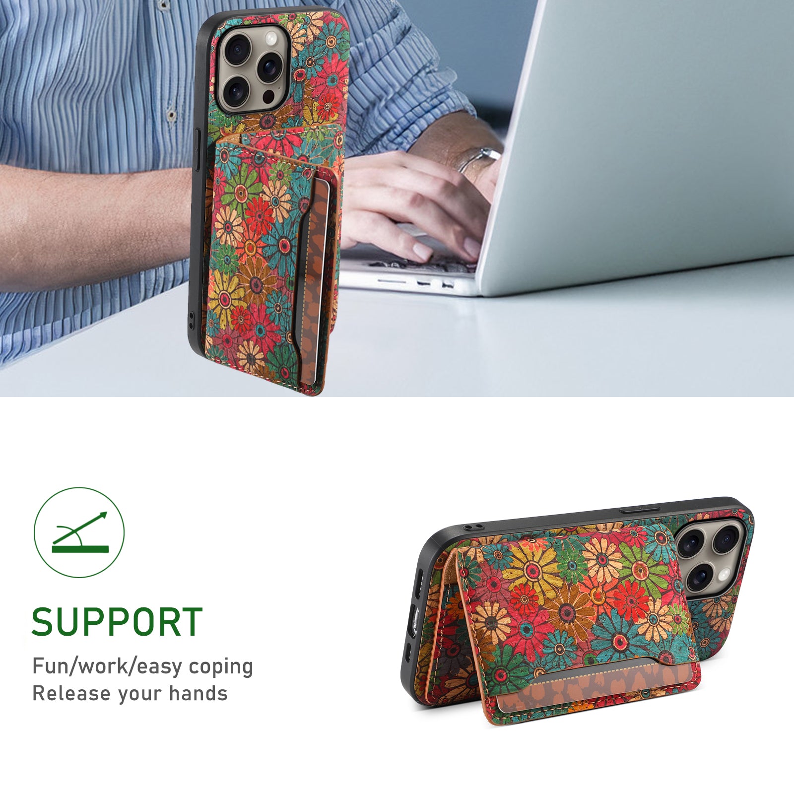 Wooden Phone Case For iPhone 16 - 7 Series (Green)