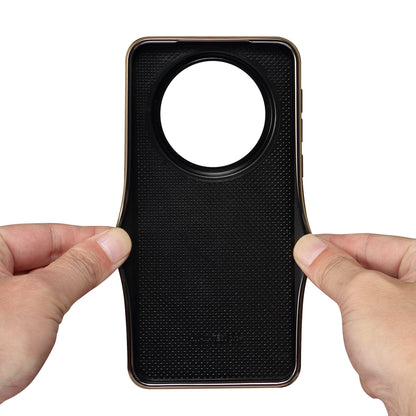 Huawei Series Top Layer Alligator Pattern Cowhide Electroplated Border Anti Drop Genuine Leather Phone Case（Black）