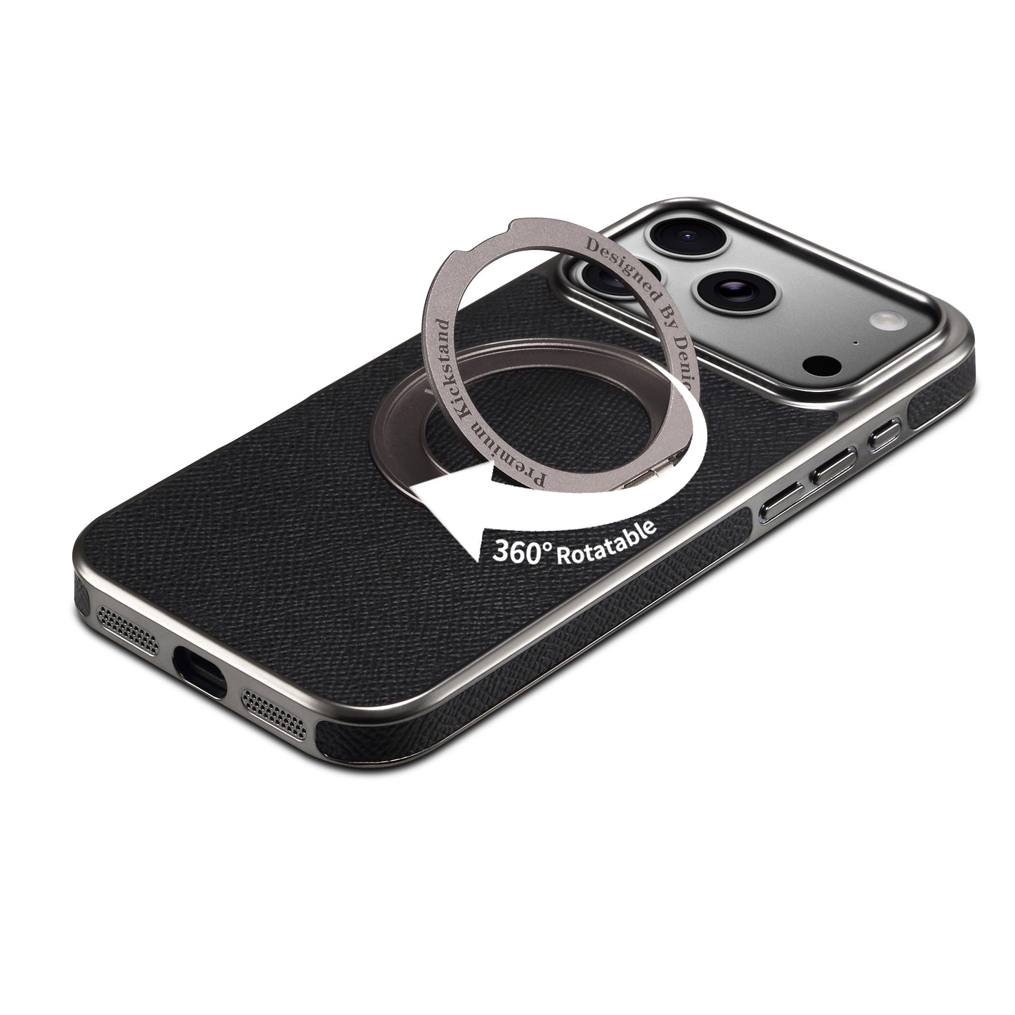 Genuine Leather Gear Electroplated Phone Case