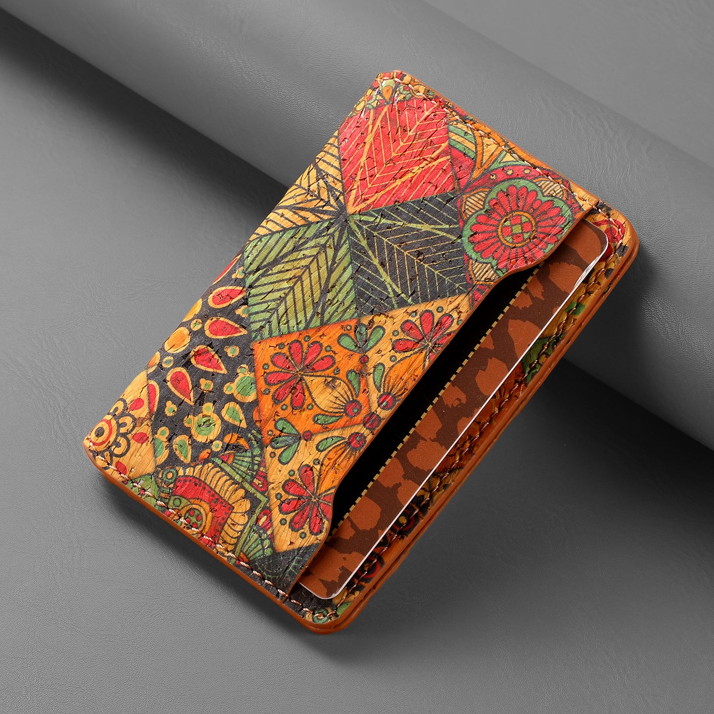 Glue Bifold Cork Card Holder - Floral