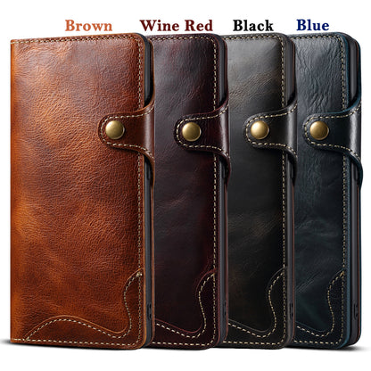 Samsung Galaxy S23/S22/S21 Series Genuine Leathe Multi Functional Card Insertion Flip Wallet Holder Phone Case（Blue）