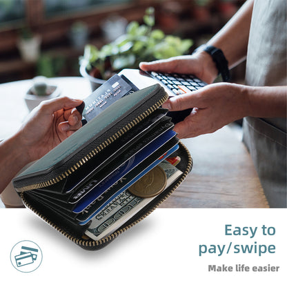 RFID Magnetic Zipper Wallet Credit Card Bag (Blue)