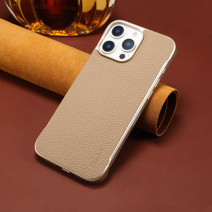 Genuine Leather Lychee Texture Magnetic Borderless Phone Case
