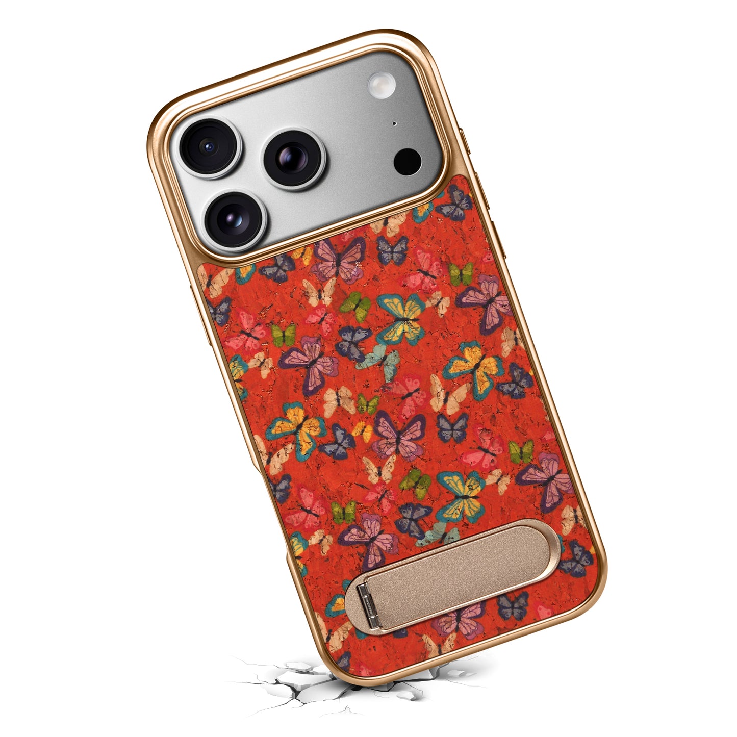 Cork Butterfly In-line Stand Magnetic Electroplated Phone Case