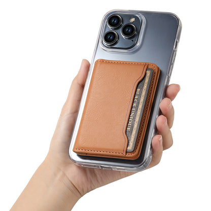 Magnetic Cowhide Pattern Credit Card Bag（Kahki）