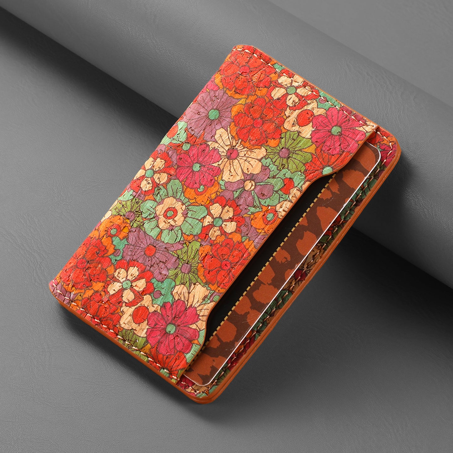 Glue Bifold Cork Card Holder - Floral