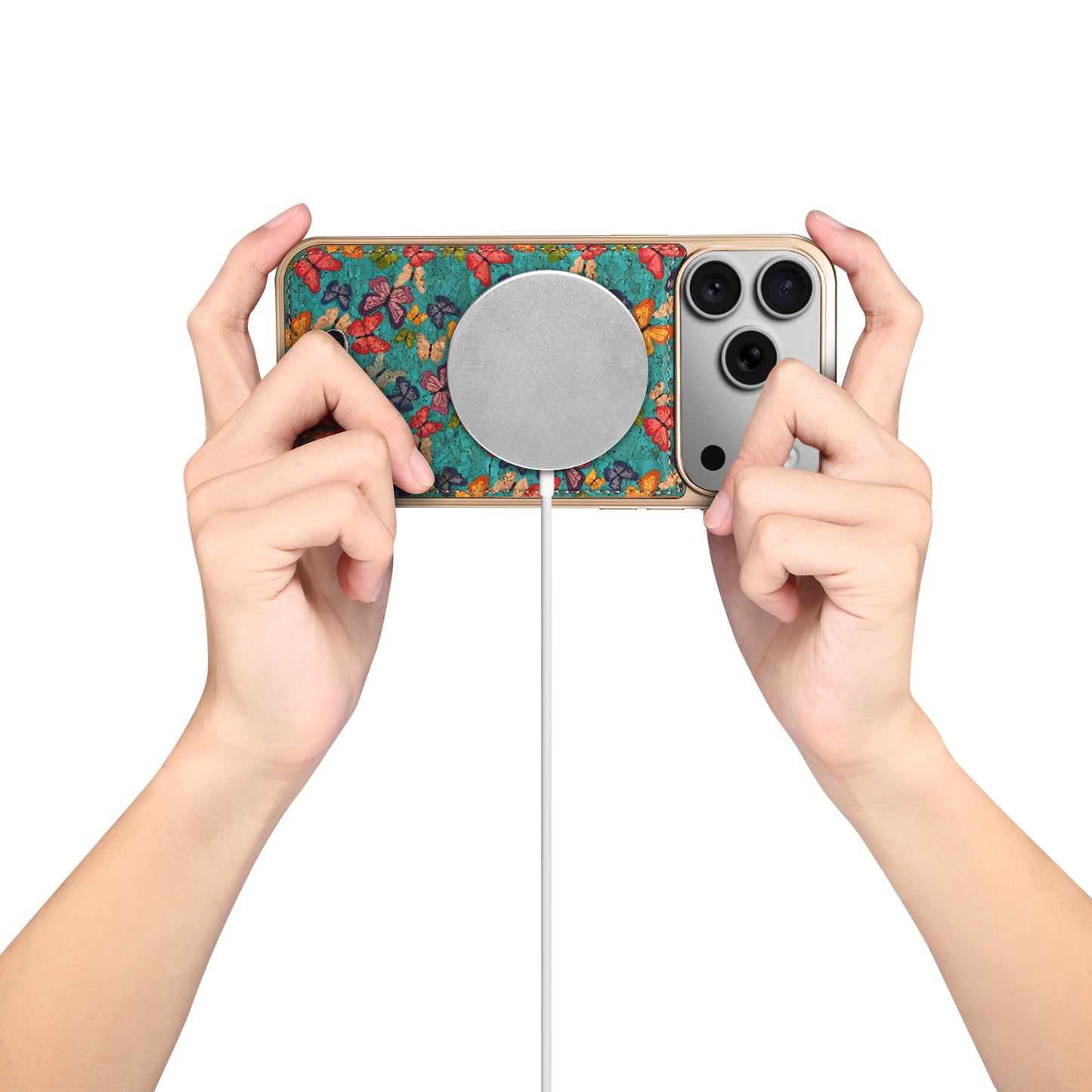 Butterfly Printed Magnetic Electroplated Phone Case