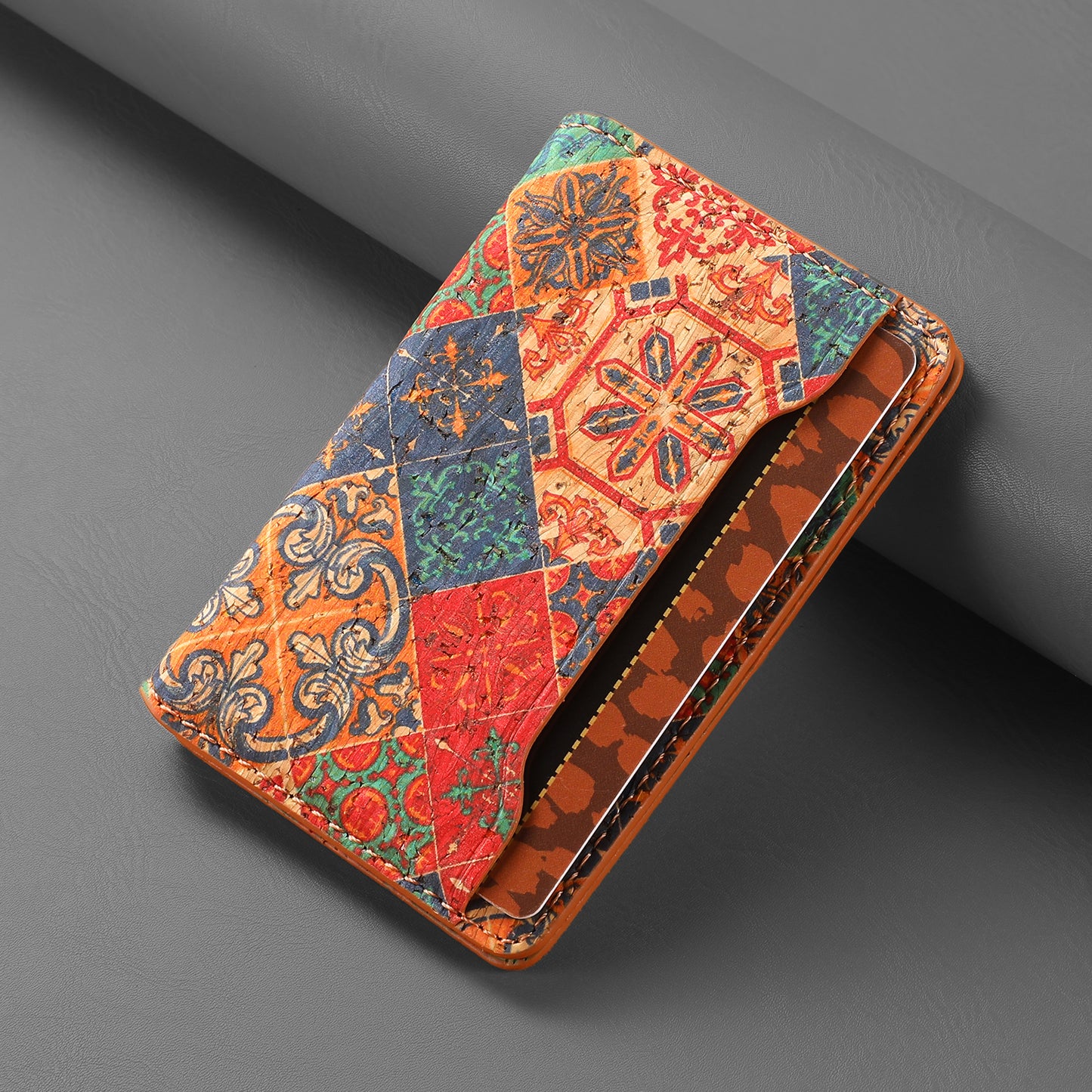Glue Bifold Cork Card Holder - Floral