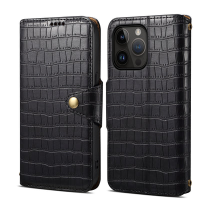 Crocodile PU Leather iPhone Cover Wallet Phone Case（Black）