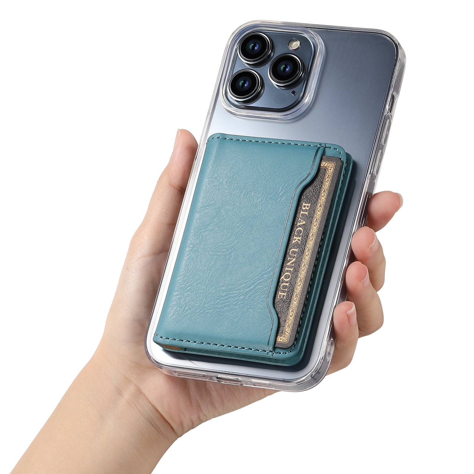 Magnetic Cowhide Pattern Credit Card Bag (Blue)
