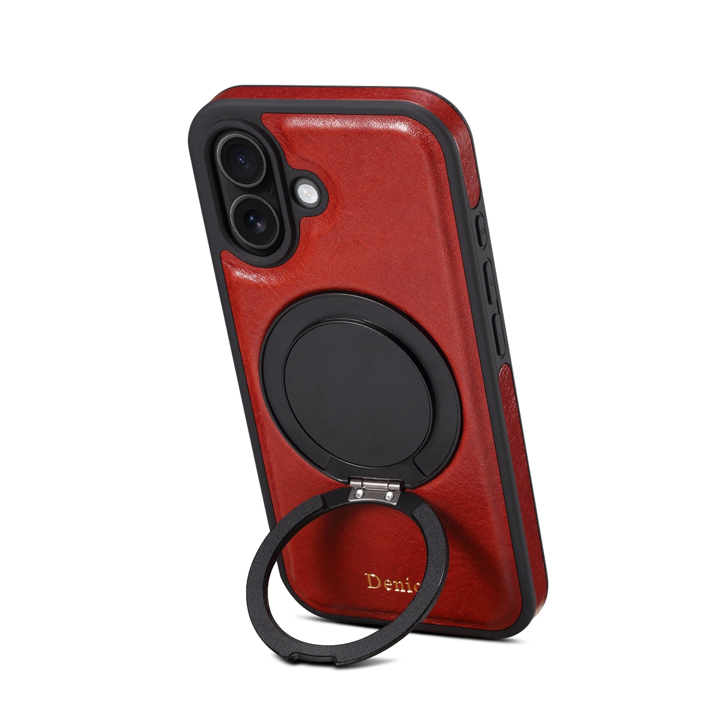 Genuine Leather 360° Rotating Gear Stand Phone Case