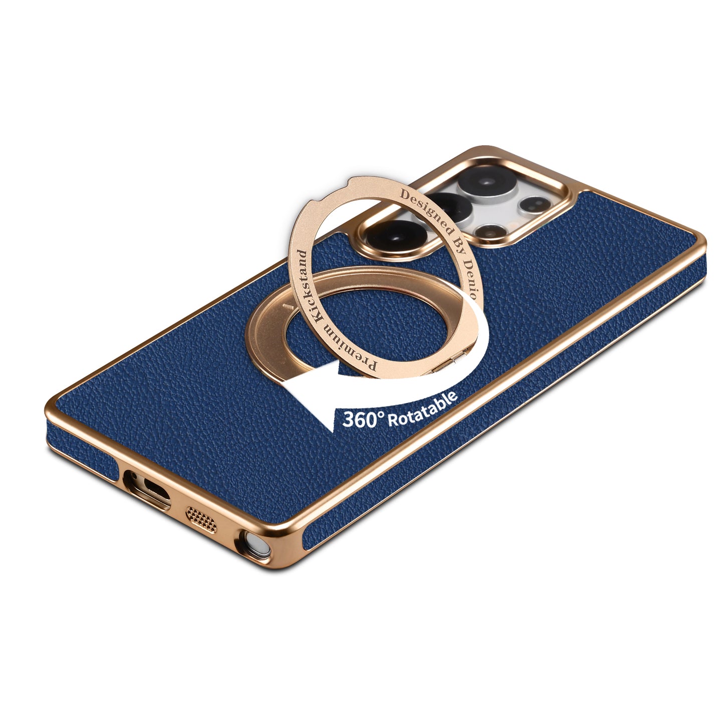PU Faux Leather Litchi Texture Rotating Stand Electroplated Magnetic Phone Case (For Samsung)