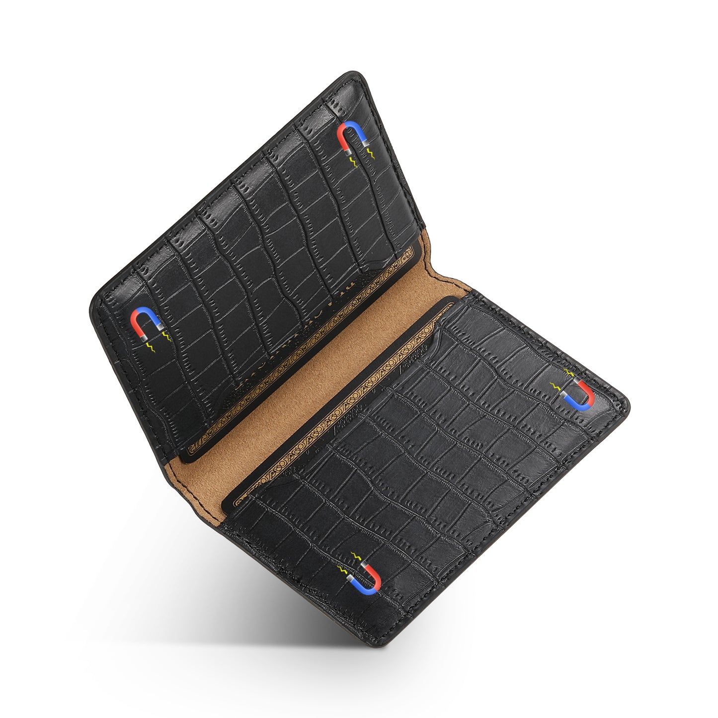 Bifold PU Leather  Glue Wallet - Outer Slot Crocodile pattern