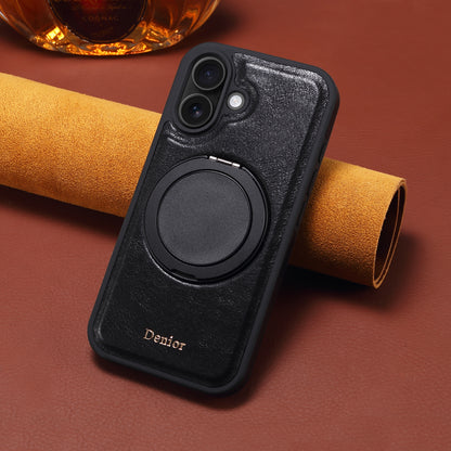 Genuine Leather 360° Rotating Gear Stand Phone Case