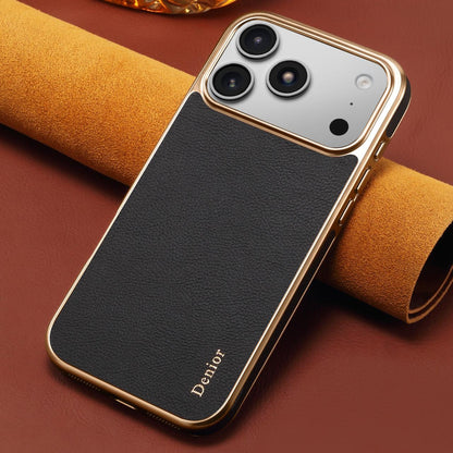 Luxury Car Style Genuine Leather Electroplated Phone Case