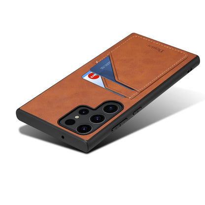 PU Retro Faux Leather Dual Card Slot Phone Case (For Samsung)