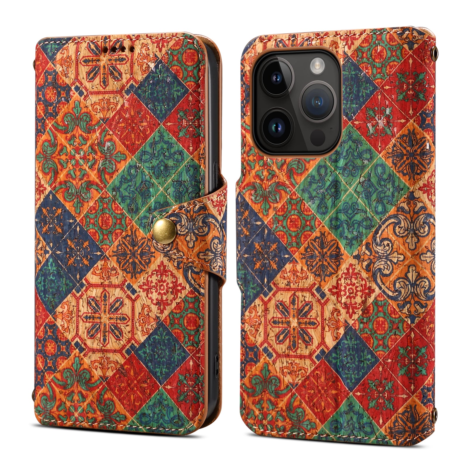 iPhone Flower Language Cork Flip Wallet Stand Leather Phone Case (Blue)