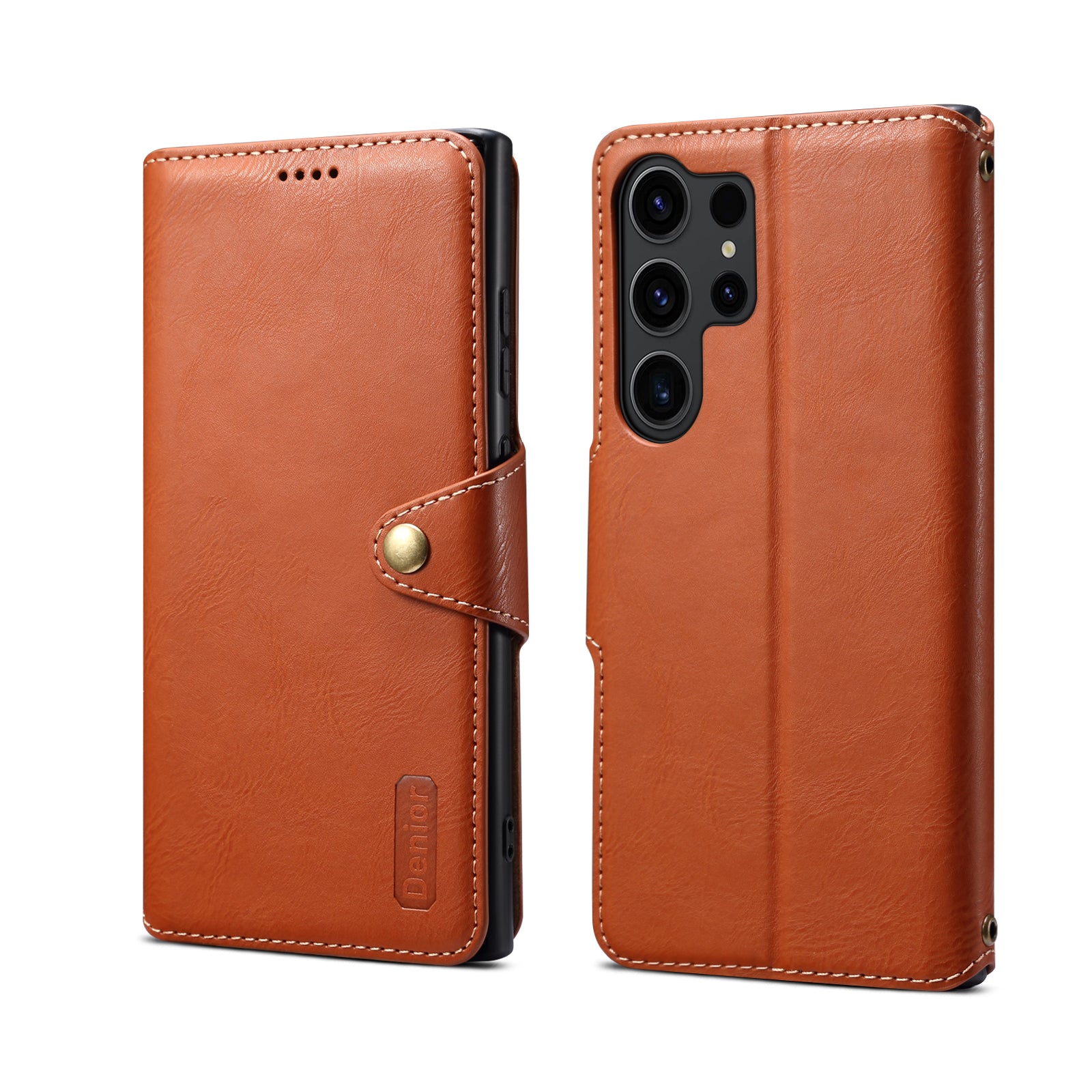 Samsung Simple PU Leather Flip Card Wallet Stand Phone Case（Brown）
