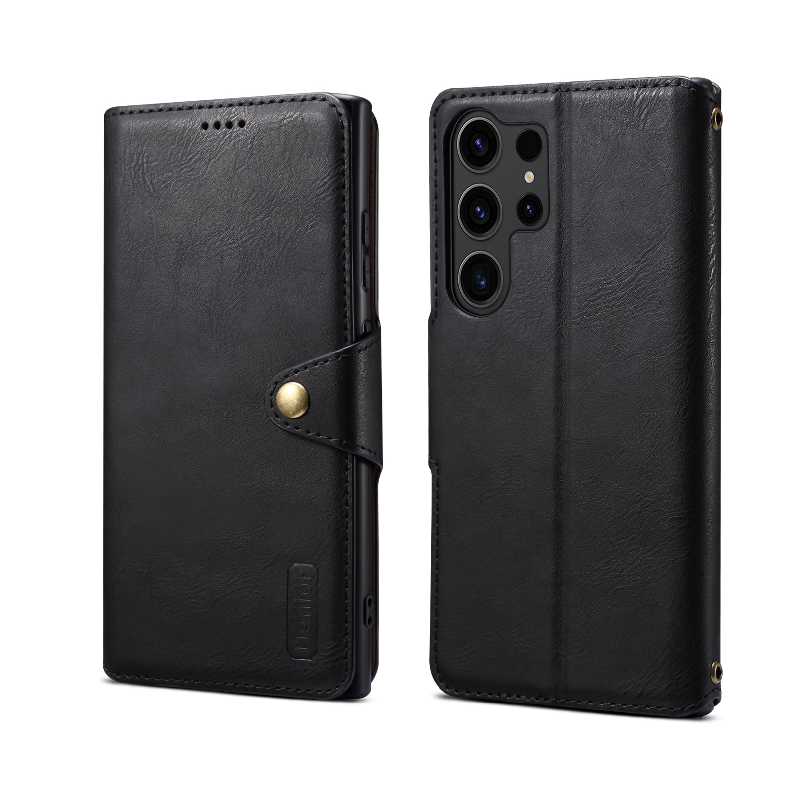 Samsung Simple PU Leather Flip Card Wallet Stand Phone Case（Black）
