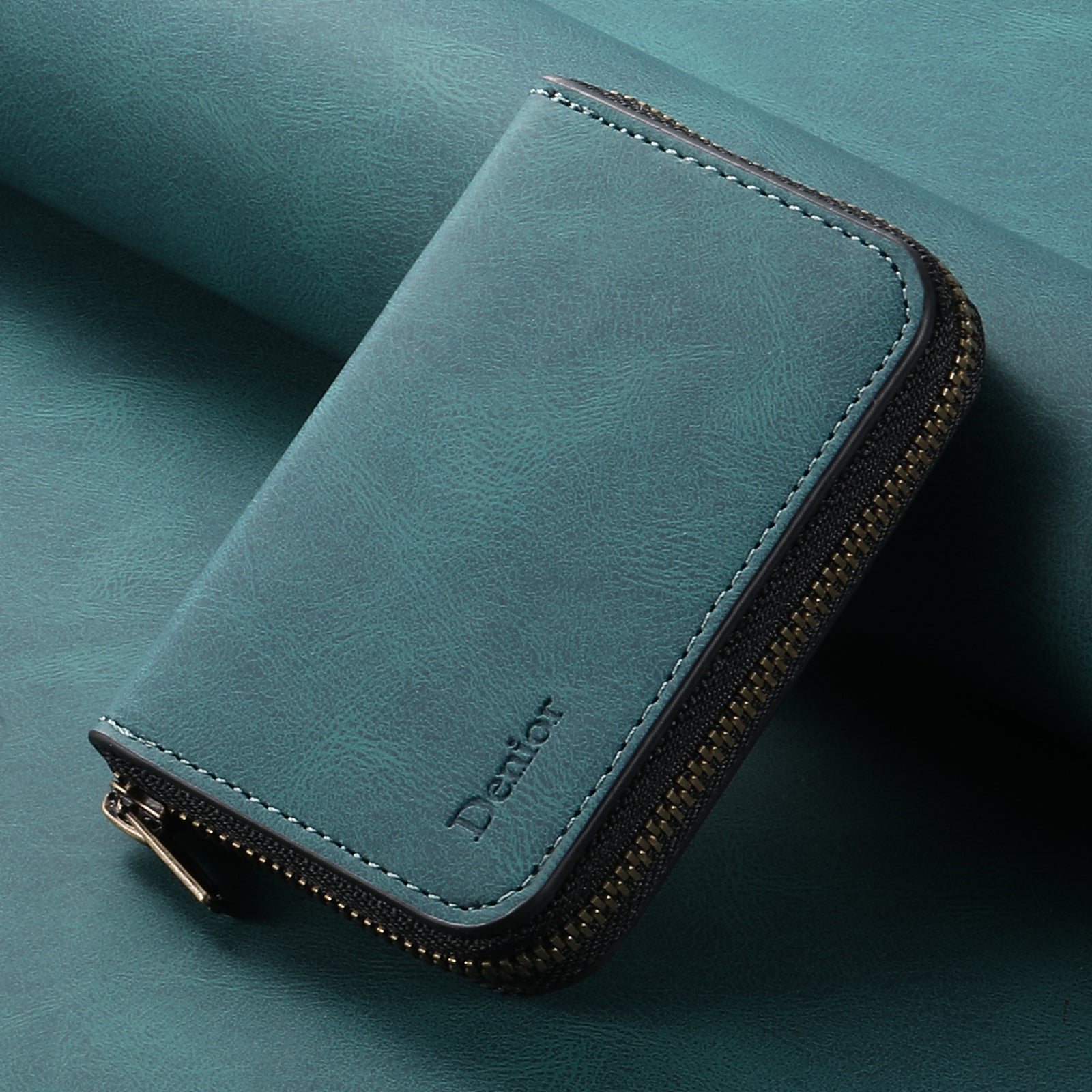 RFID Magnetic Zipper Wallet Credit Card Bag (Blue)