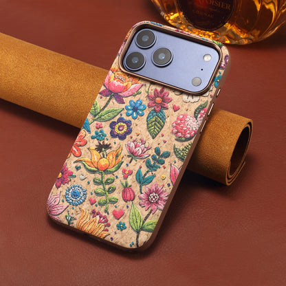 Thickened Protective Cork Magnetic Phone Case - Spring Meadow
