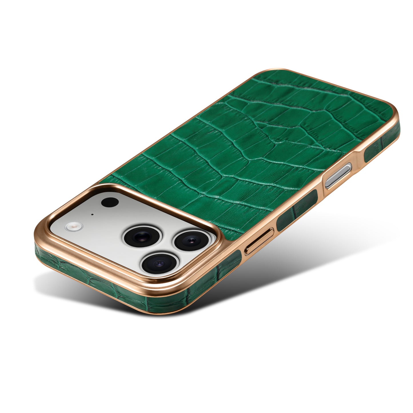 Genuine Leather Crocodile Texture Electroplated Phone Case