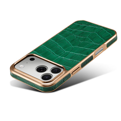 Genuine Leather Crocodile Texture Electroplated Phone Case