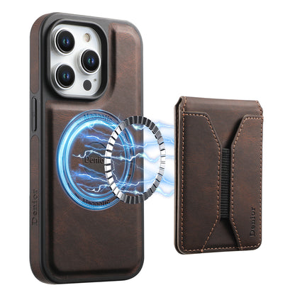 Skin-feeling Calfskin Magnetic Phone Case & Card Holder（Brown）