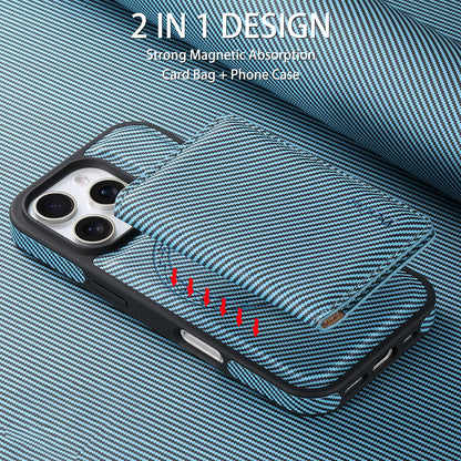 Charcoal fibre Magnetic Case & Card Bag（Blue）
