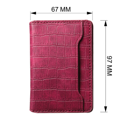 Alligator Pattern Leather Bracket Ultra-Thin Credit Card Bag（Red）