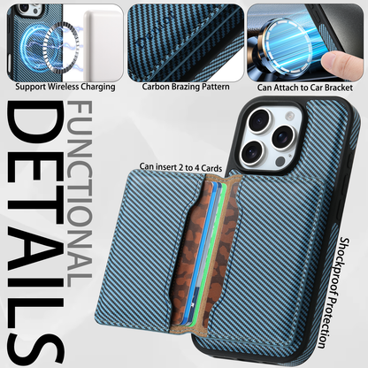 Charcoal fibre Magnetic Case & Card Bag（Blue）