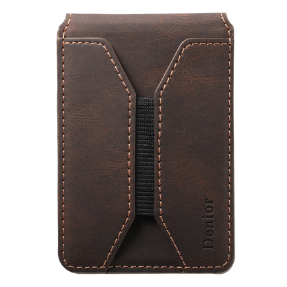Bifold Vertical Elastic Rope Clip PU Leather Mag Wallet - Skin Feel