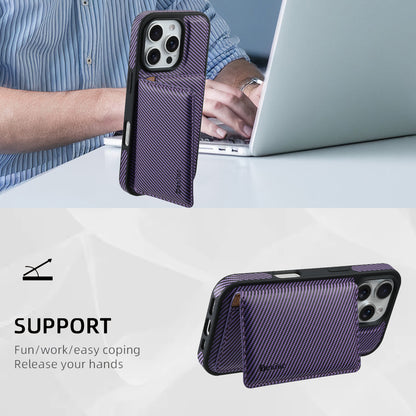 Charcoal fibre Magnetic Case & Card Bag（Purple）