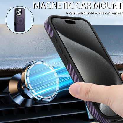 Charcoal fibre Magnetic Case & Card Bag（Purple）