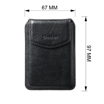 Magnetic Genuine Leather Bracket Credit Card Bag（Black）
