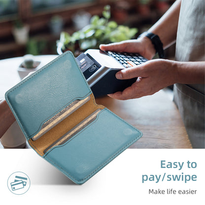 Magnetic Cowhide Pattern Credit Card Bag (Blue)