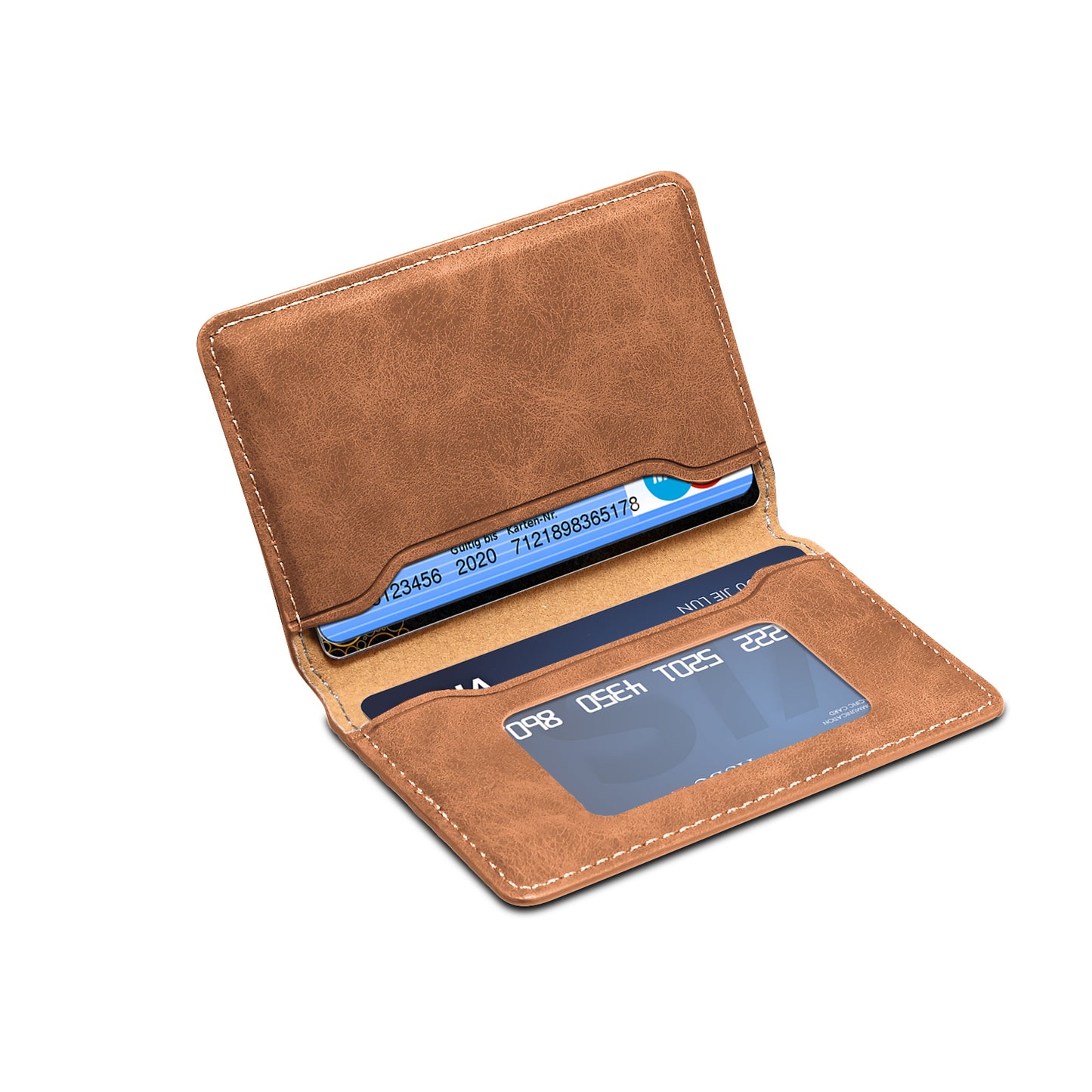 PU Faux Leather Vintage Pattern Side-Open Magnetic Card Holder