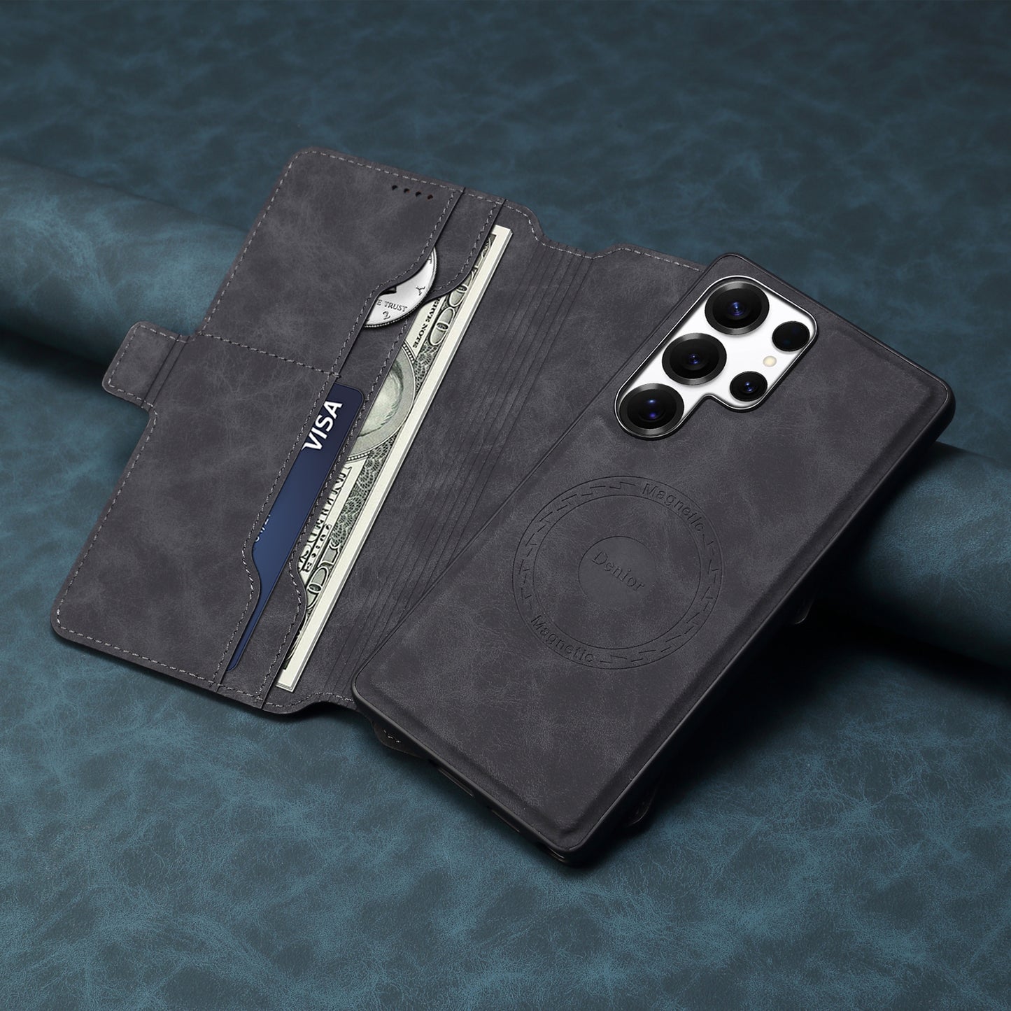 PU Retro Faux Leather Magnetic Wallet Phone Case (For Samsung)