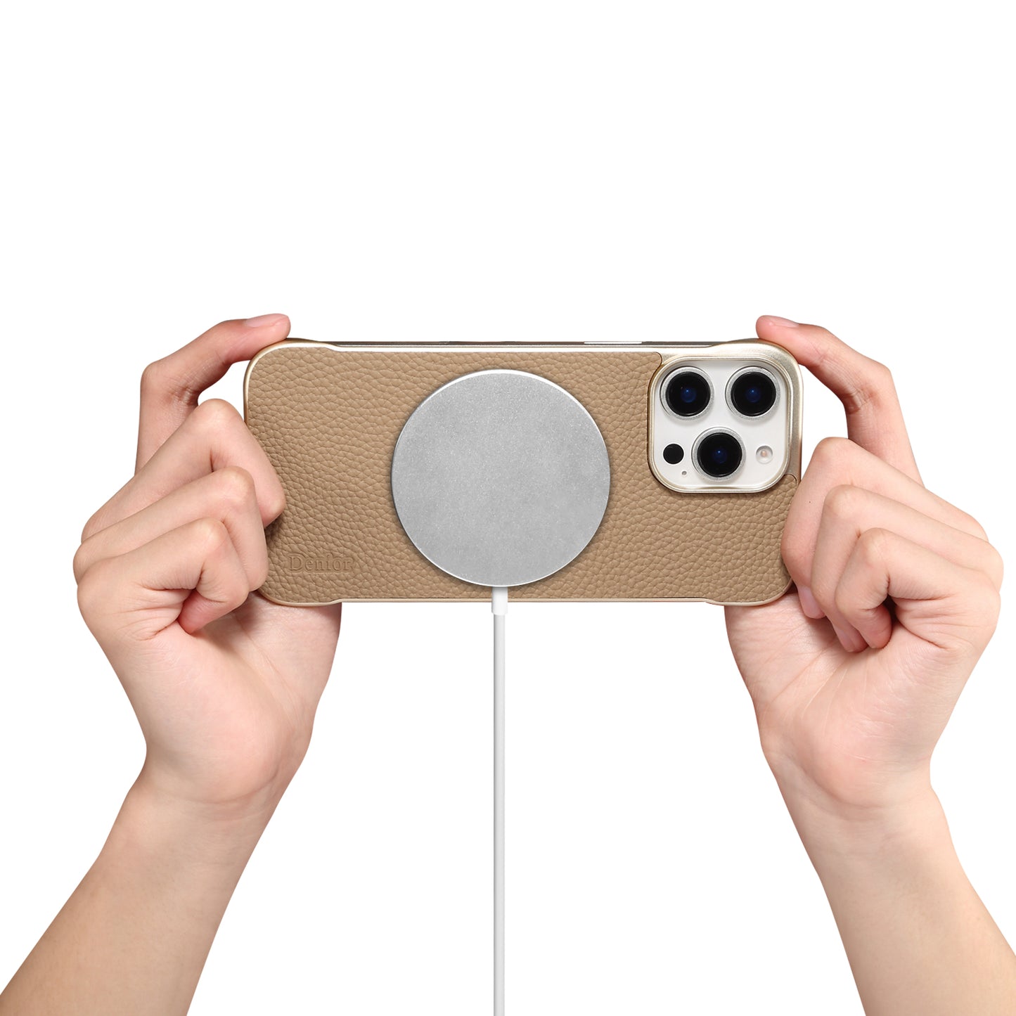 Genuine Leather Lychee Texture Magnetic Borderless Phone Case