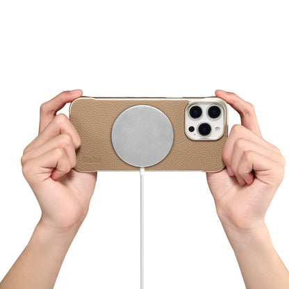 Genuine Leather Lychee Texture Magnetic Borderless Phone Case