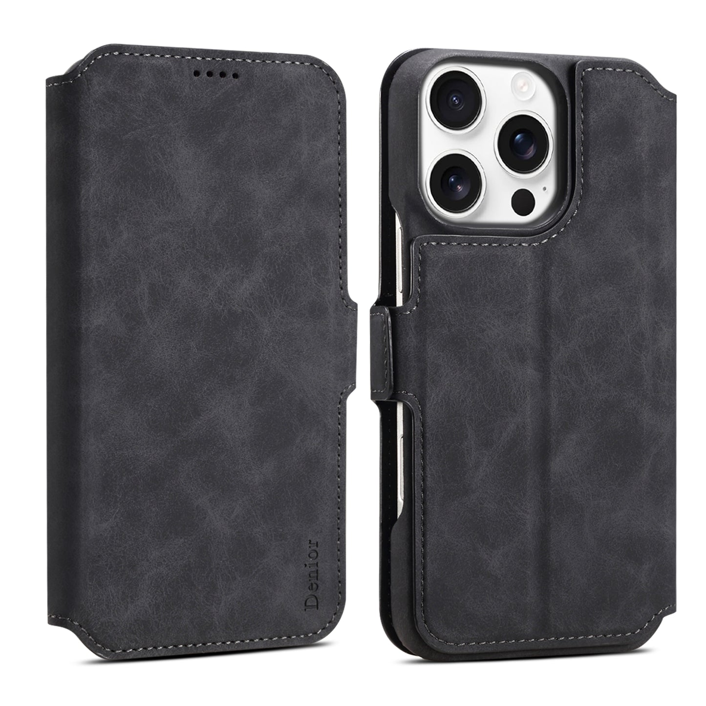 PC Retro Faux Leather Pattern Detachable Magnetic Wallet Phone Case