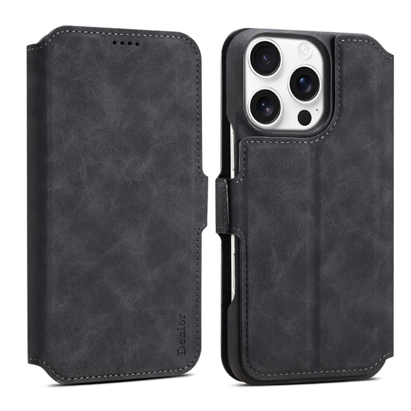 PC Retro Faux Leather Pattern Detachable Magnetic Wallet Phone Case