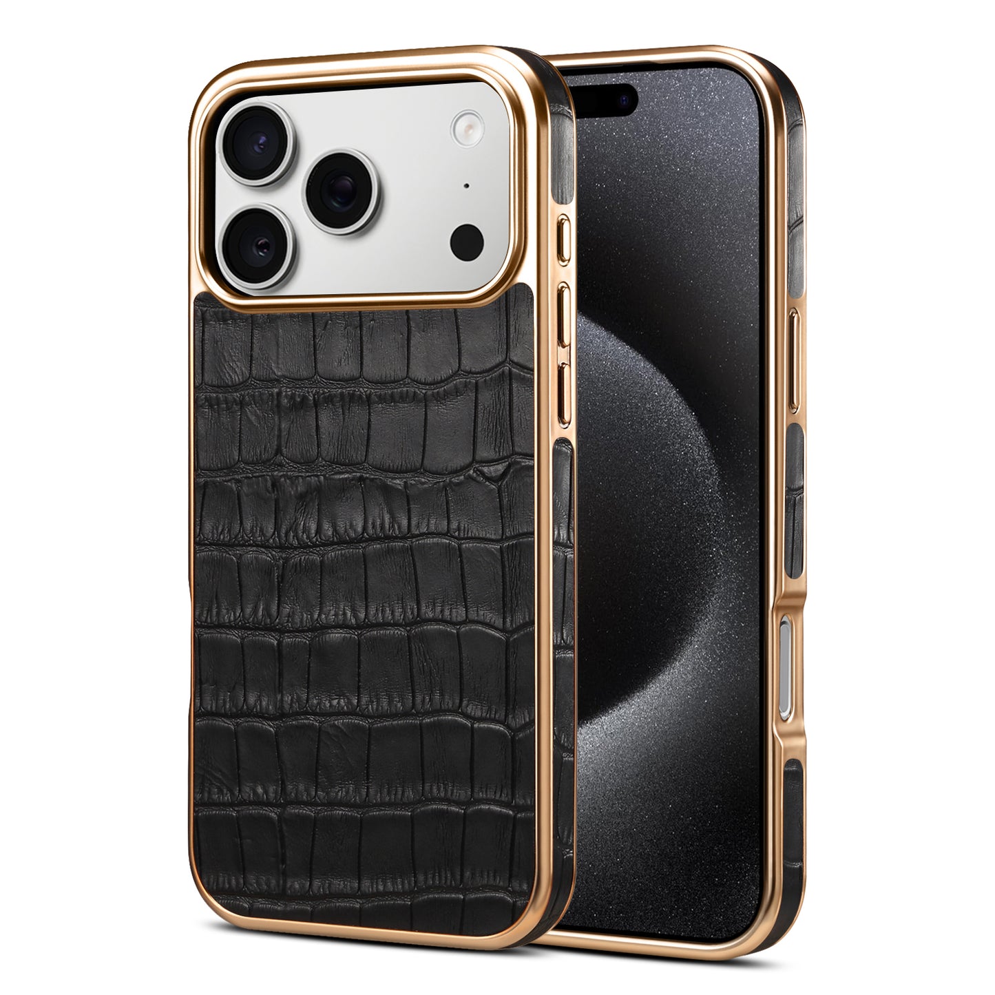 Genuine Leather Crocodile Texture Electroplated Phone Case