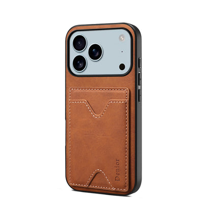 PU Retro Faux Leather Dual Card Slot Kickstand Phone Case (For iPhone)