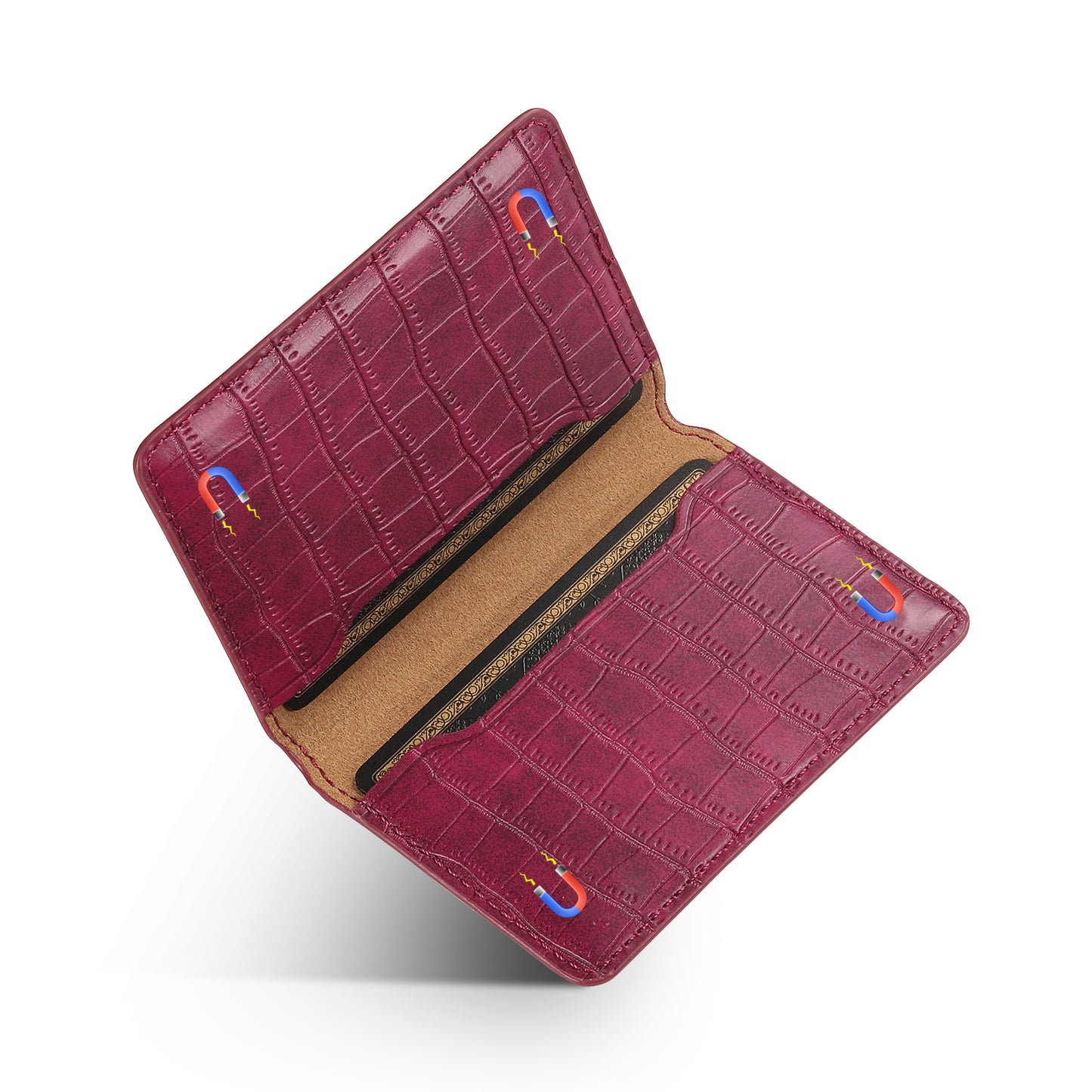Bifold PU Leather  Glue Wallet - Outer Slot Crocodile pattern