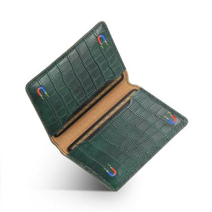 Bifold PU Leather  Glue Wallet - Outer Slot Crocodile pattern
