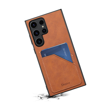 PU Retro Faux Leather Dual Card Slot Phone Case (For Samsung)