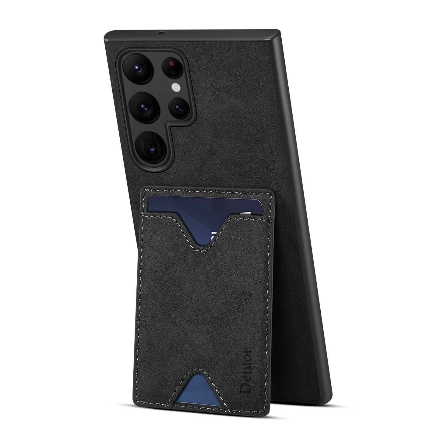 PU Retro Faux Leather Dual Card Slot Kickstand Phone Case (For Samsung)